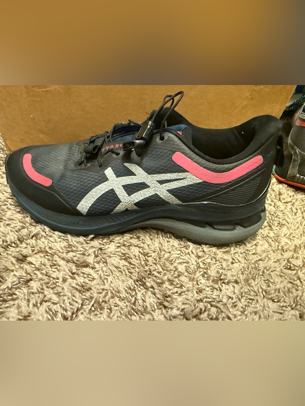 ASICS Black Athletic Shoe with Pink Accents